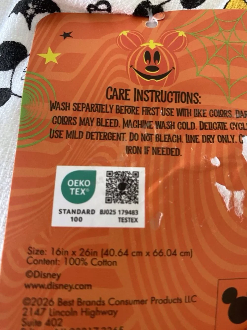 2 Pack Disney Mickey Mouse Ghost Pumpkin Bats Halloween Kitchen Towels NEW